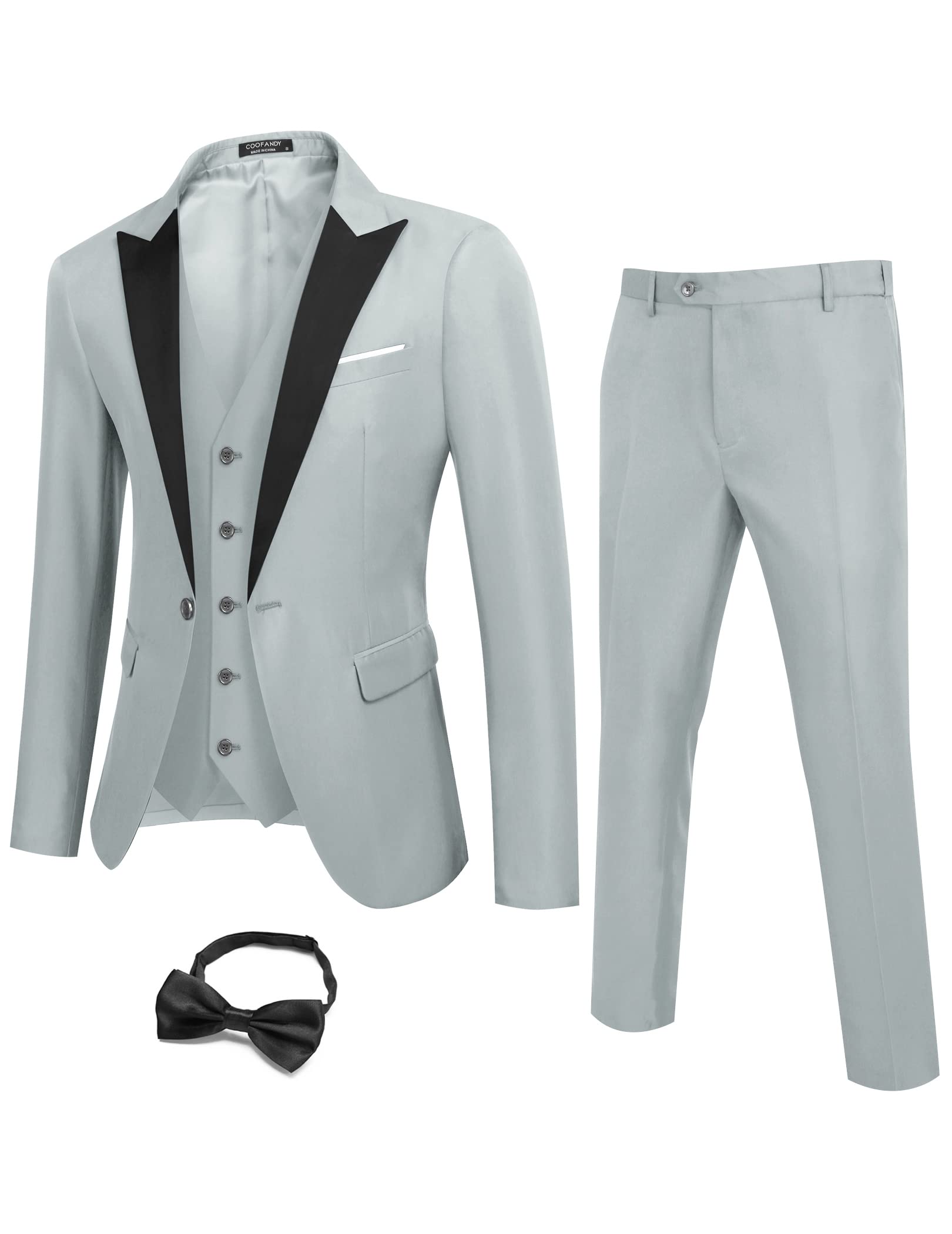Men 3 Piece Suit Slim Fit Tuxedo One Button Prom Suits Blazer Jacket Vest Pants with Tie