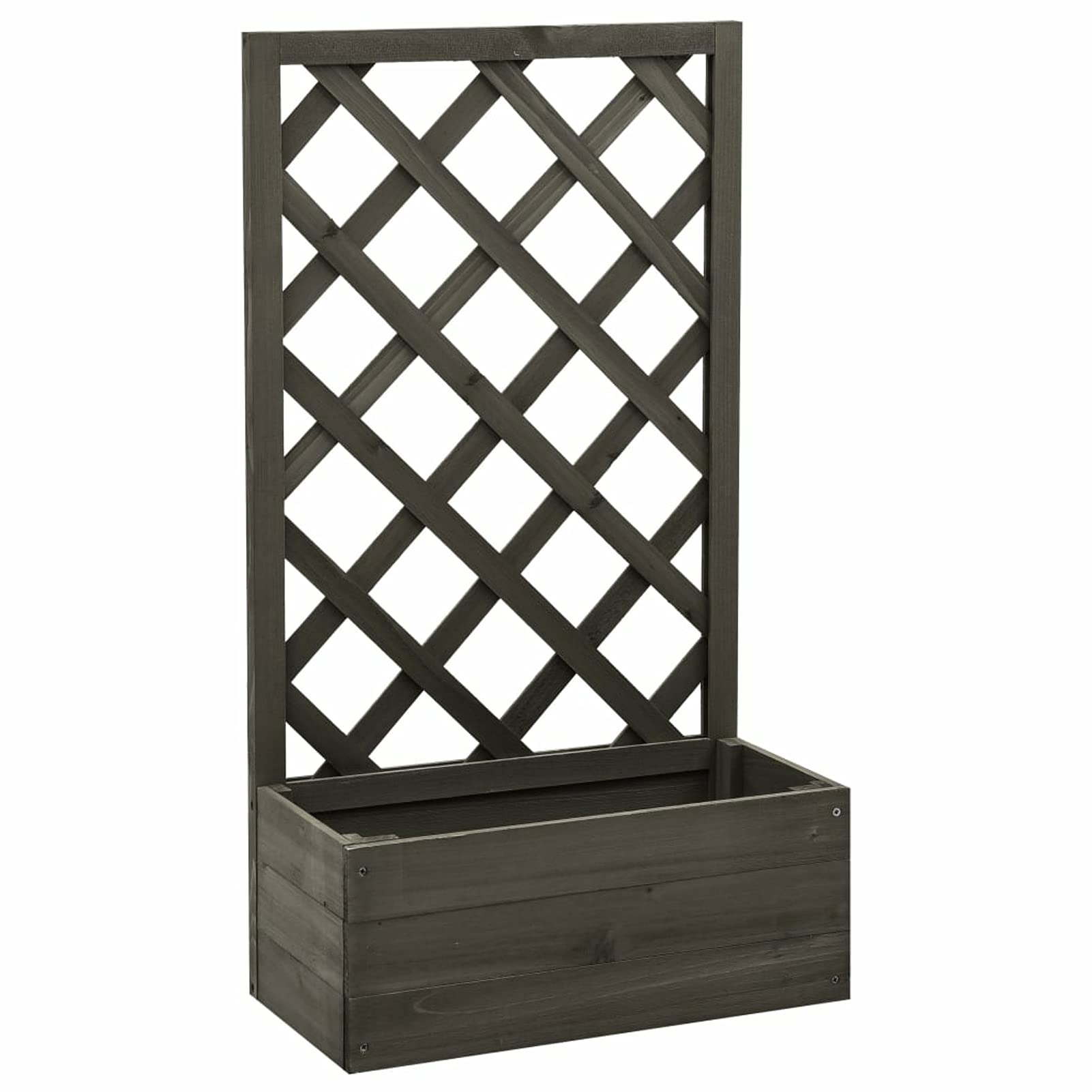 Jardinière avec treillis pour plantes grimpantes, entrée extérieure, balcon, terrasse, parterre surélevée, jardinière d'escalade Gris foncé, 50 x 25 x 90 cm