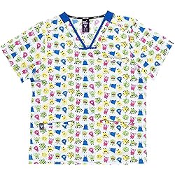 Pijama Enfermera Pediatrica Workteam Casaca Sanitaria Estampada Unisex, Tejido ELÁSTICO. Uniforme Sanitario, Conjunto Sanitario, Camisa Médico, Enfermera, Dentista, Estética, Veterinaria, Hostelería. Multicolor M