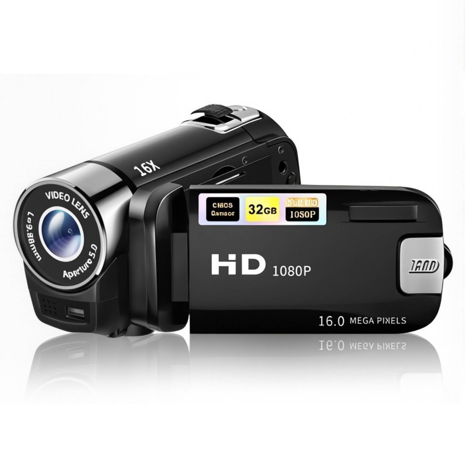 Diyeeni 1080P Digital Camera for Photography, 16MP Vlogging Camera 16X Digital Zoom Digital Camera with 2.4in 360° Flip Screen, Compact Travel Camera