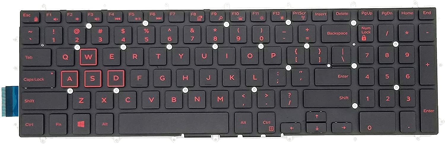 Laptop Keyboard,US English,Red Backlit,No Keyboard Trim,Replacement Compatible with Dell G7 7588 7590 7790, G5 5587 5590, G3 3579 3779 3590 Series Game Laptop, Dell G7 7588,Printed Red Characters