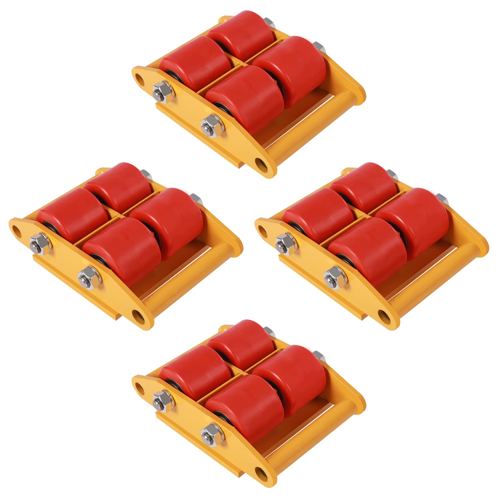 4 szt. Maszyn Mover 6T Maszyny Ruchome Skate Dolly z 2 szt. Uchwytem, 5,987.4 kg Maszyny Skate Dolly z 4 Rolkami, Przemysłowy Sprzęt Moving Machinery Mover (Żółty) | Magazyn USA