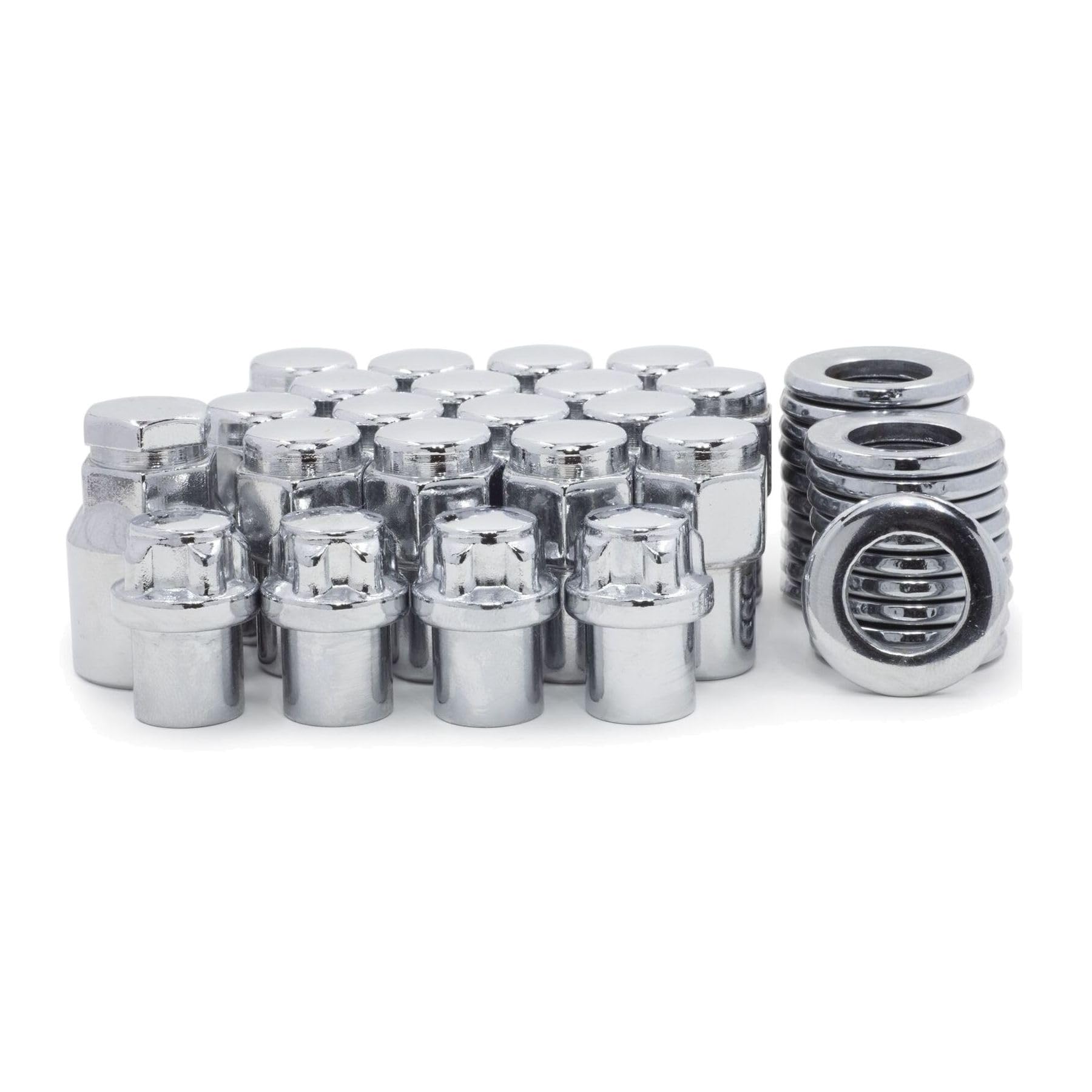 CLQWIAS Lug Nuts & Locks 7 for Corvette 1957-1982 for Impala 1958-1970 1977-1984 Chrome Flat Top 75 Shank/Washers