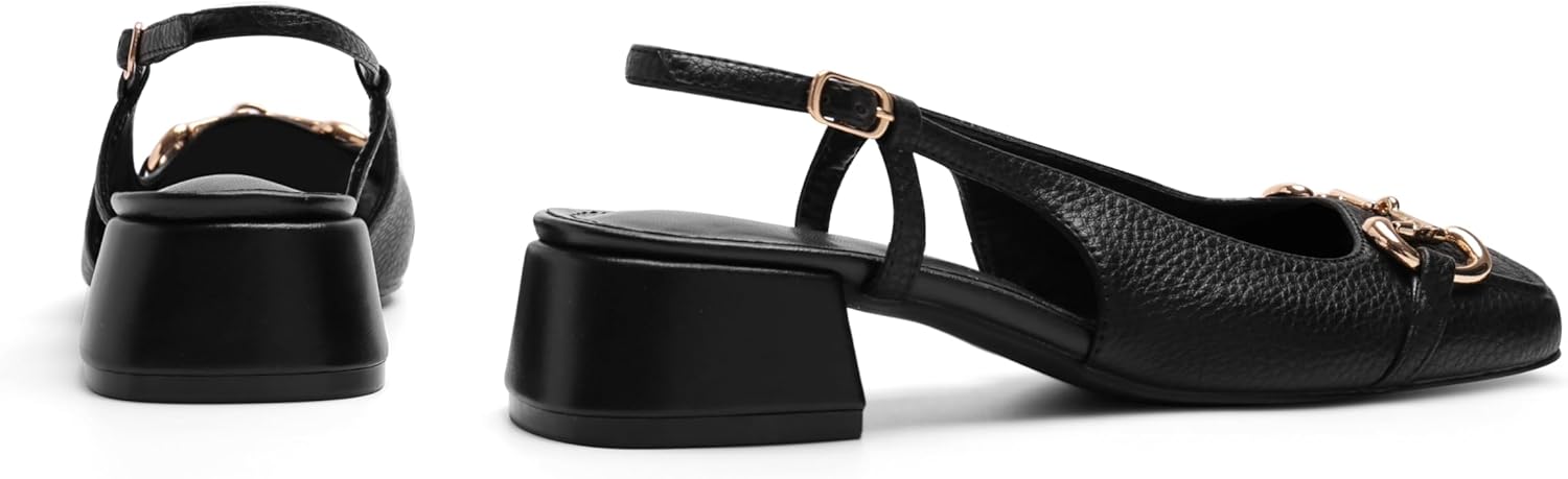 Square Toe Slingback Mary Jane Shoes for Women Low Chunky Block Heels Pump Sandals Casual Wedding Party Shoes - Image 3