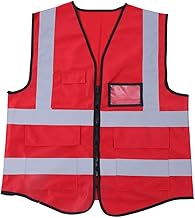 SEAFRONT Multicolor Safety Reflective Vest with Pockets and Zipper Safety Vest High Visibility Breathable Work Vest Safety Vest