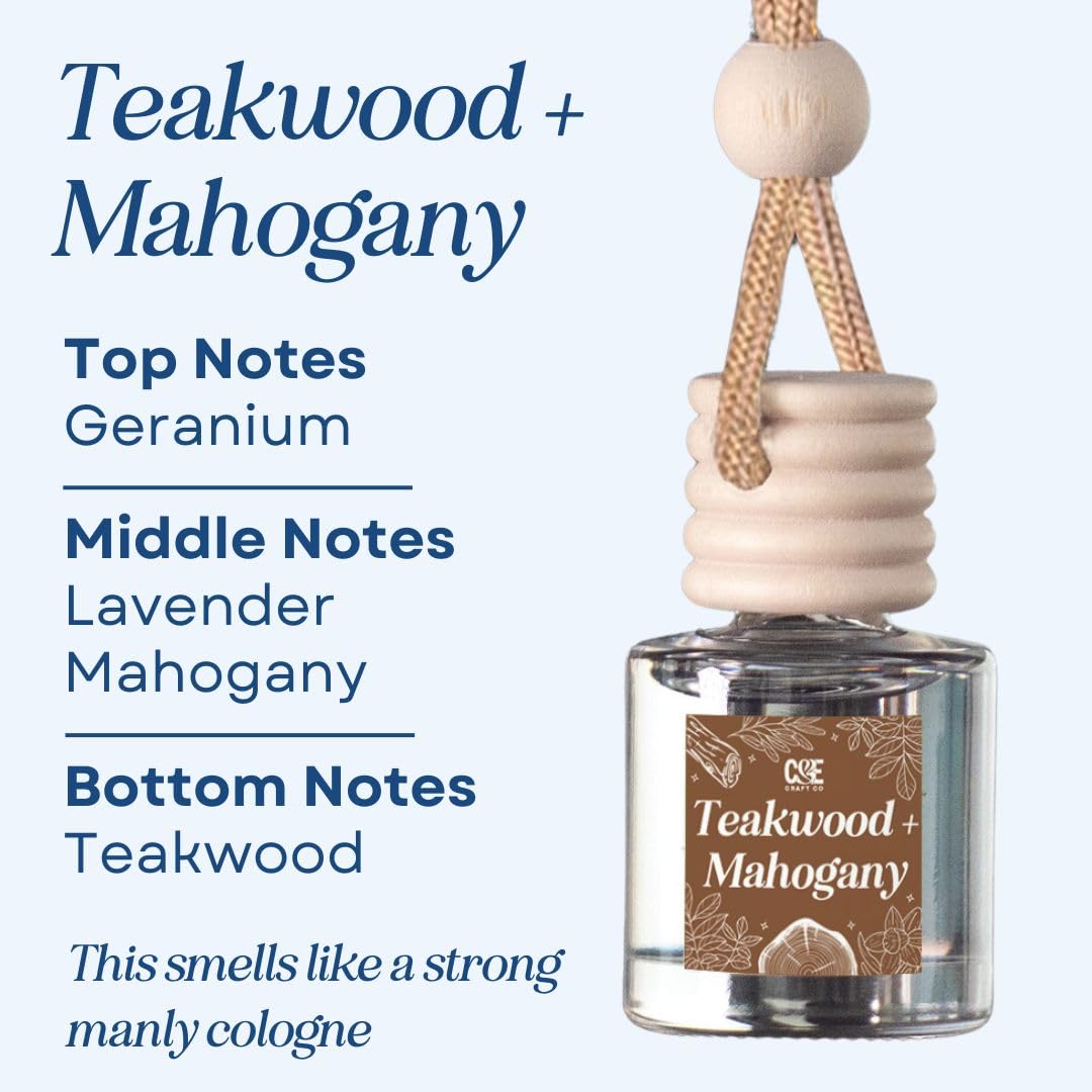 CE Craft Difusor de aceite de fragancia para colgar en el aire del coche con manzana, caoba + madera de teawkood y caoba, difusor de aceite para aceites esenciales, aromas, aromaterapia, difusor de