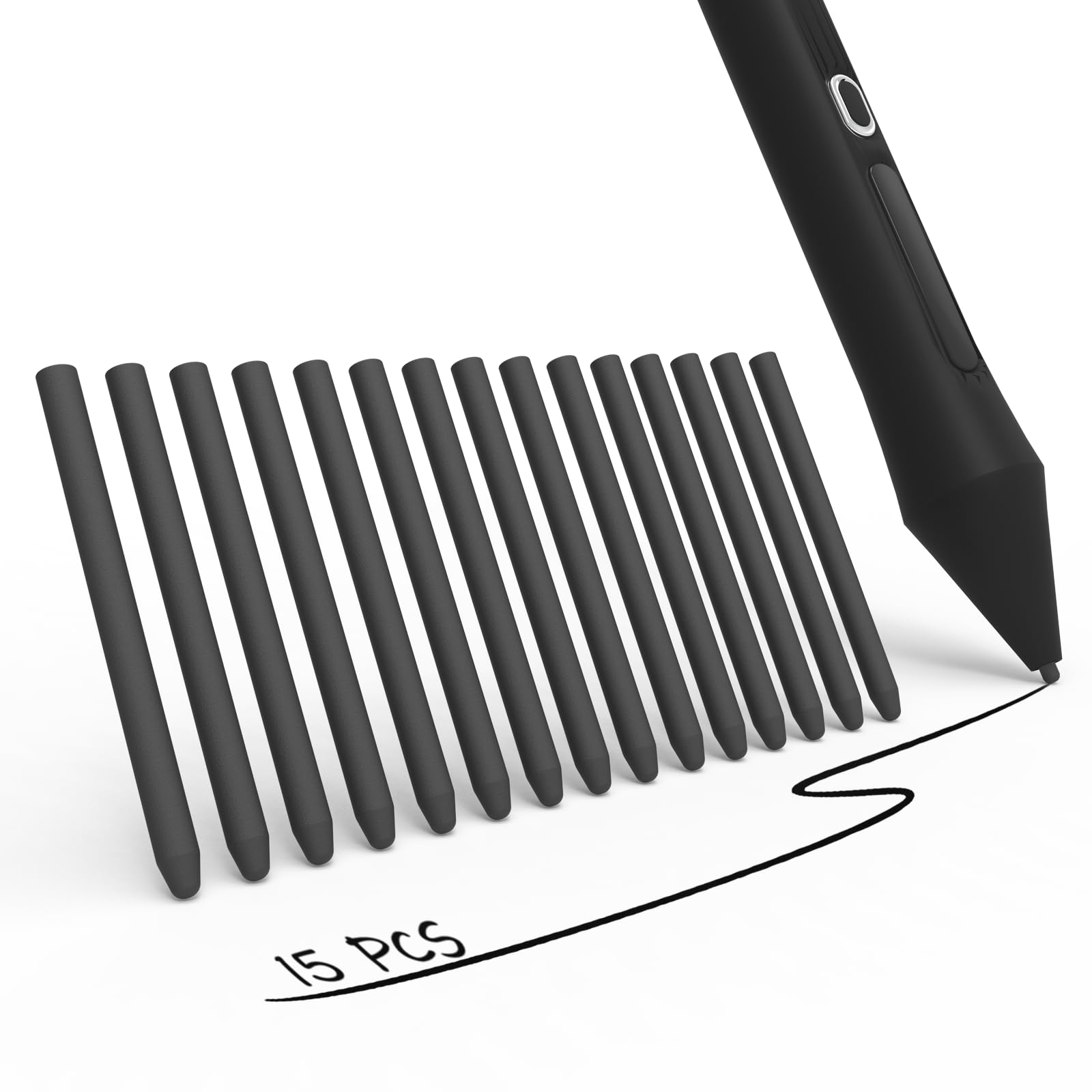15 Pack Replacement Felt Nibs/Tips for Wacom Pens, Standard Pen Nibs Fit Wacom Bamboo Intuos Pens CTL460, CTH460, CTH461, CTH661, CTH-480, CTH-480S, CTL471, CTL472, CTL671, and More