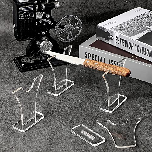 Suclain 2 Pairs Acrylic Knife Display Stand Fixed Blade Knife Collection Display Stand Holder For Single Knife Sword Table Rustic Cabin Home Decoration #TOP2