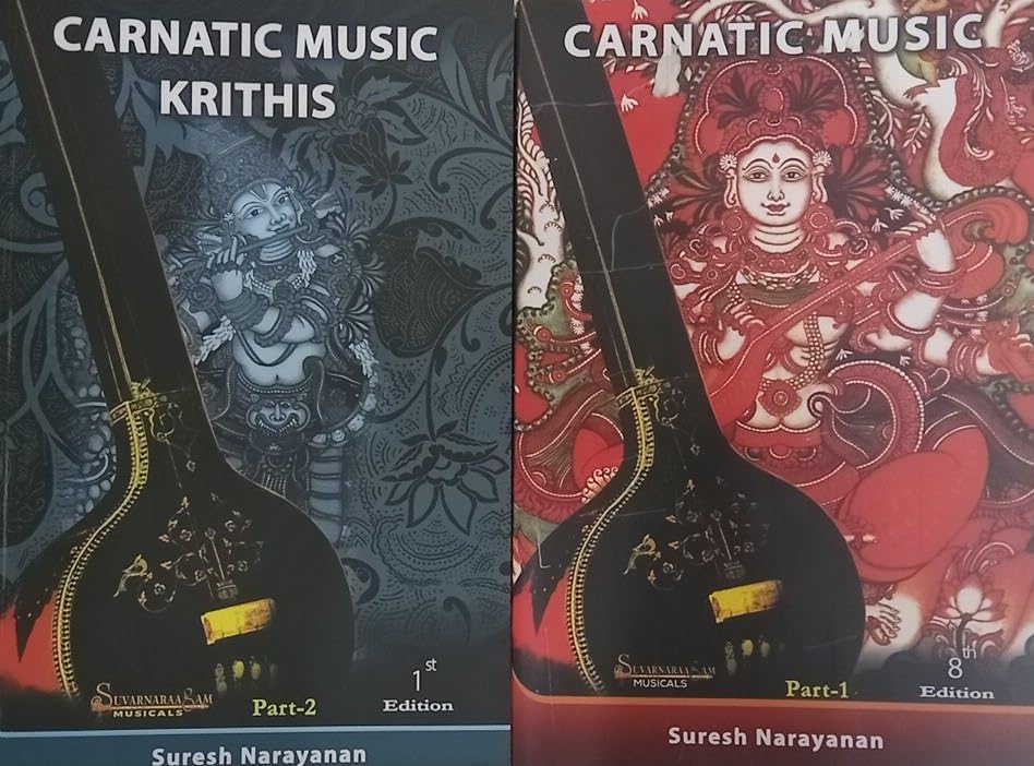 [ Combo 2 Books ] English Carnatic Music ( Vol 1 & 2 ) ( Carnatic Music ) + ( Carnatic Music Krithis ) Part 1 & 2