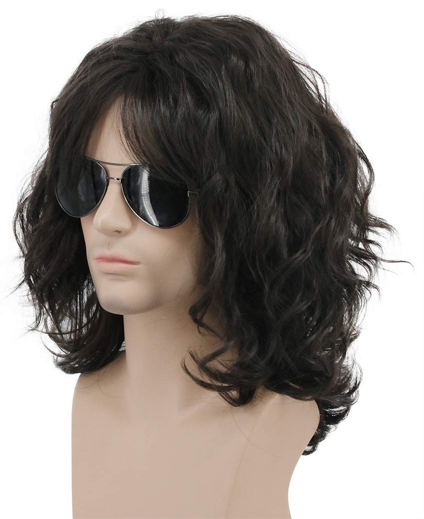karlery California 70s 80s Rocker Wig Men Women Long Curly Dark Brown Halloween Costume Anime Wig karlery California 70s 80s Rocker Wig Men Women Long Curly Dark Brown Halloween Costume Anime Wig