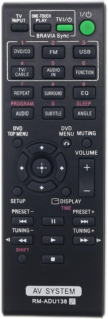 Aurabeam RM-ADU138 Replacement Audio/Video System Remote Control For Sony RM-ADU138 (1-489-973-11)