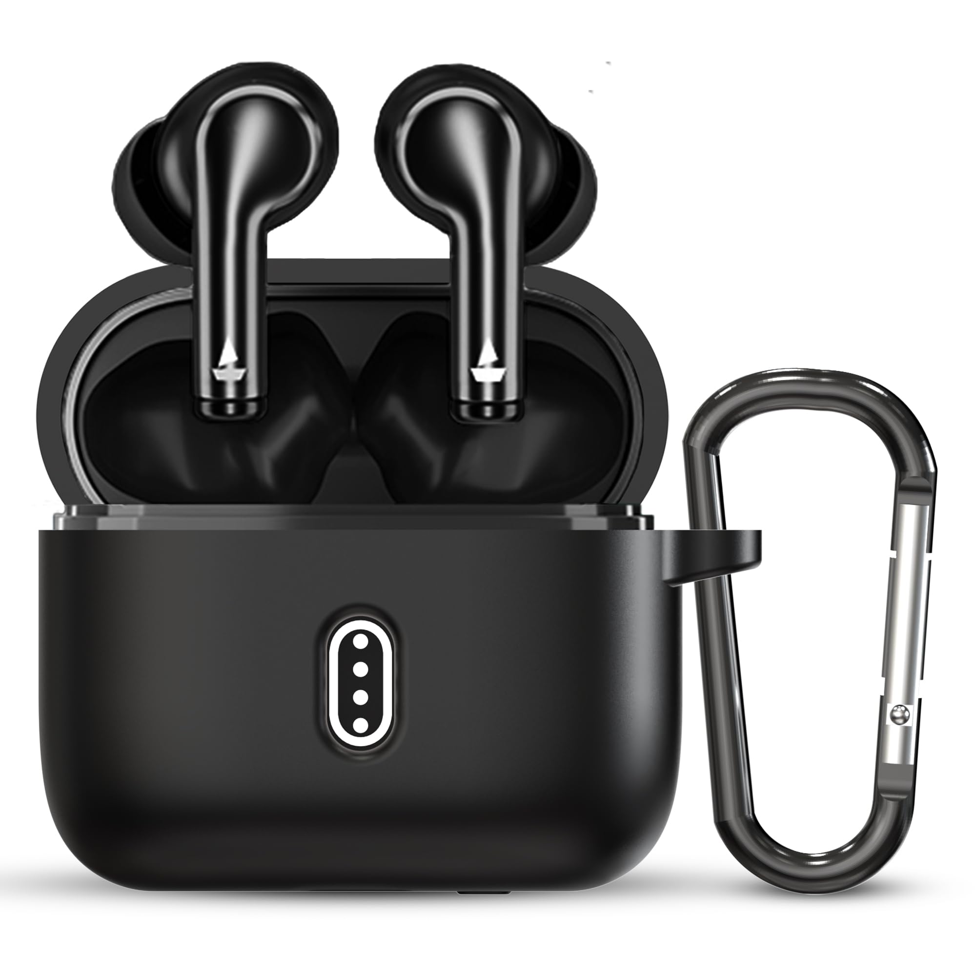 Sounce Earphone Case Cover for Boat Airdopes 141 Gen 2 (2025) – Soft Silicone Protective Skin with Shock Absorbing Design, Anti-Slip Grip, Front LED Visible, Keychain Holder for Easy Carrying (Black)-image-35