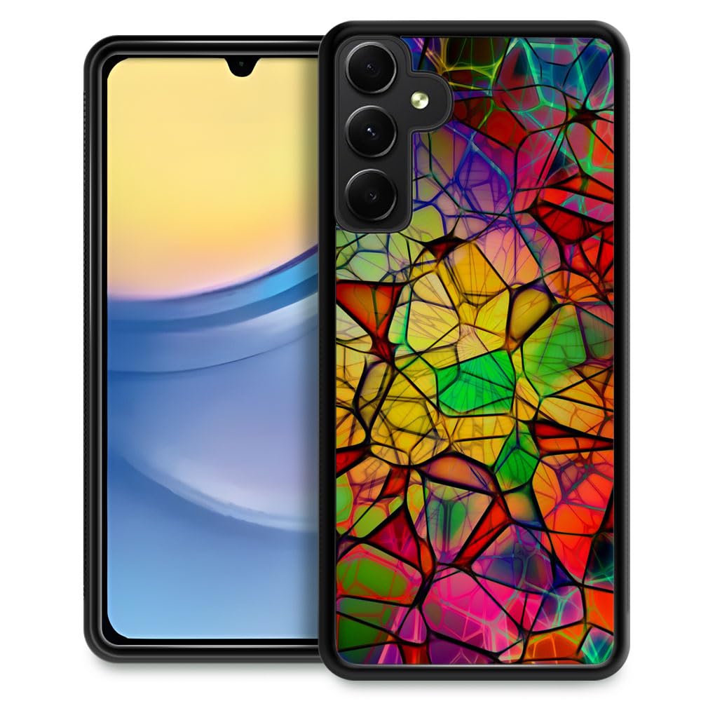 CARLOCA Compatible with Samsung Galaxy A15 5G Case,Colorful Stained Glass Piece Pattern Ultra Protection Shockproof Soft Silicone TPU Non-Slip Back