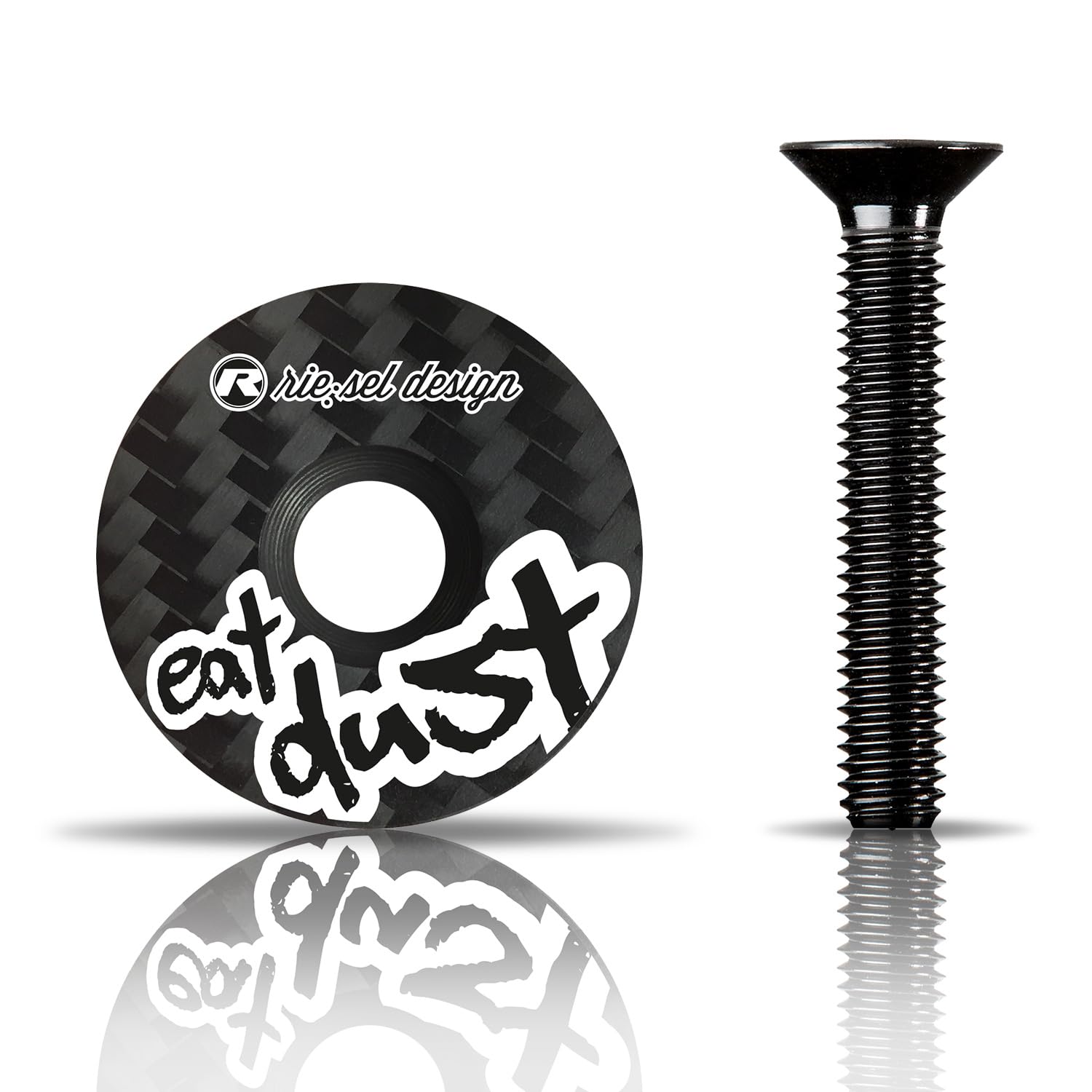 Riesel Design 1 1/8 Inch Carbon Head Cap with Aluminum Screw for Racing Bike, Gravel, Cyclocross, MTB/Stem and Steering Cap for All Fork Stems, Stem