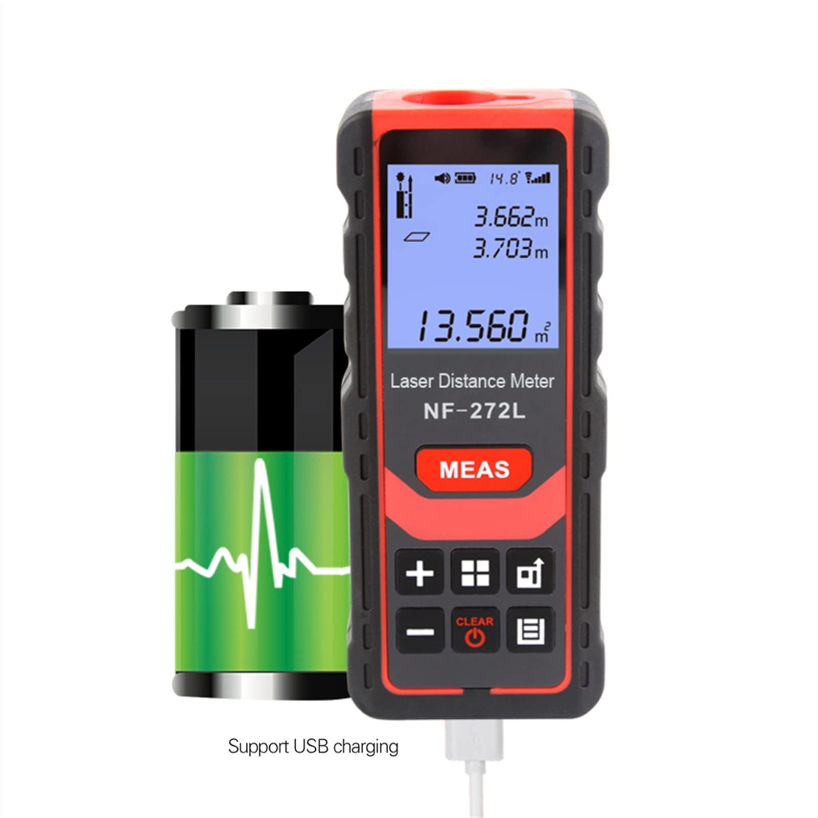 Detector de pared, NF-272L Medidor de distancia 6 0m 80m 100m RANGEFINDER CINTURANDO RANGO FINDER MEDIRS MEDIDE DEPORTE DIGITAL RULER TRANS TRANSUP(80m)
