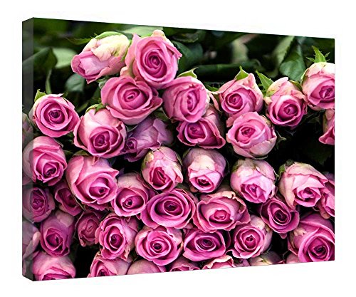 Toile roses roses encadrée en bois tableau mural tendu de 40,6 x 50,8 cm prêt à poser