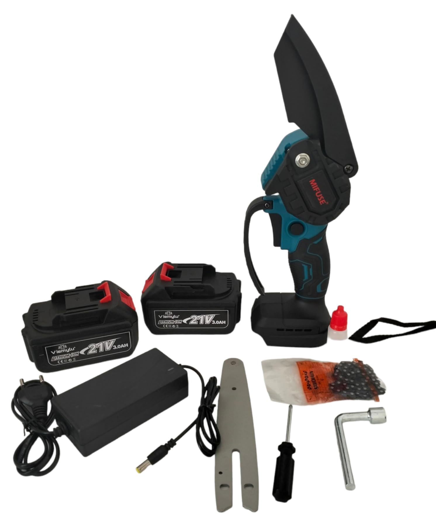 Mini Motosega a Batteria 6 Pollici, Motosega Elettrica Brushless con 2 Batteries 2.0Ah 10m/s Velocità della Catena Sega a Batteria per Rami d'albero, Cortile, Casa e Giardino 3