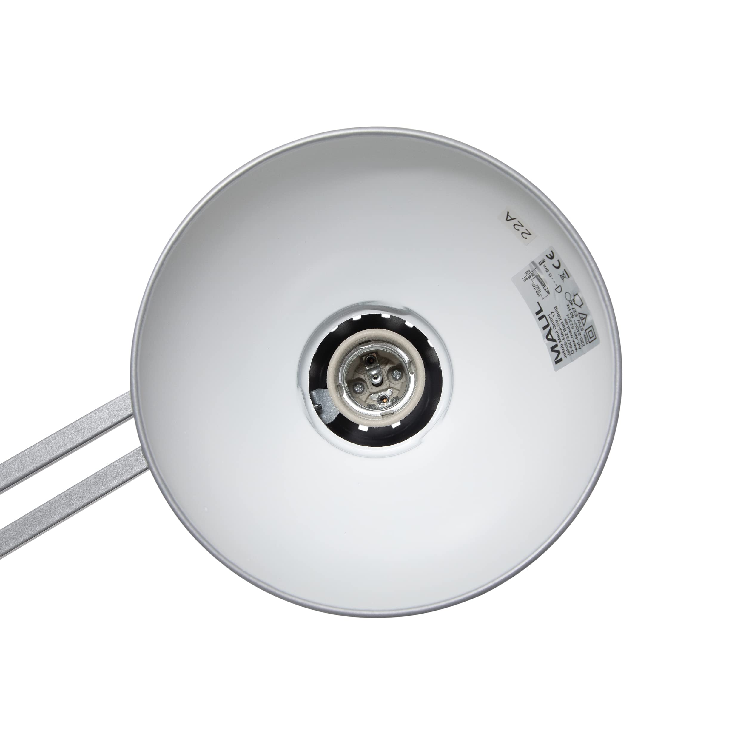 MAUL Lampa Biurkowa Led MAULstudy Regulowana Lampa Stojąca z Ramieniem Przegubowym do Biura, Gabinetu i Biurka Elegancka Lampa Biurowa z Metalu Ekskluzywne Żarówki Led Srebrna | bezpośrednie światło na podłogę, ciężka podstawa odporna na zarysowania, podw