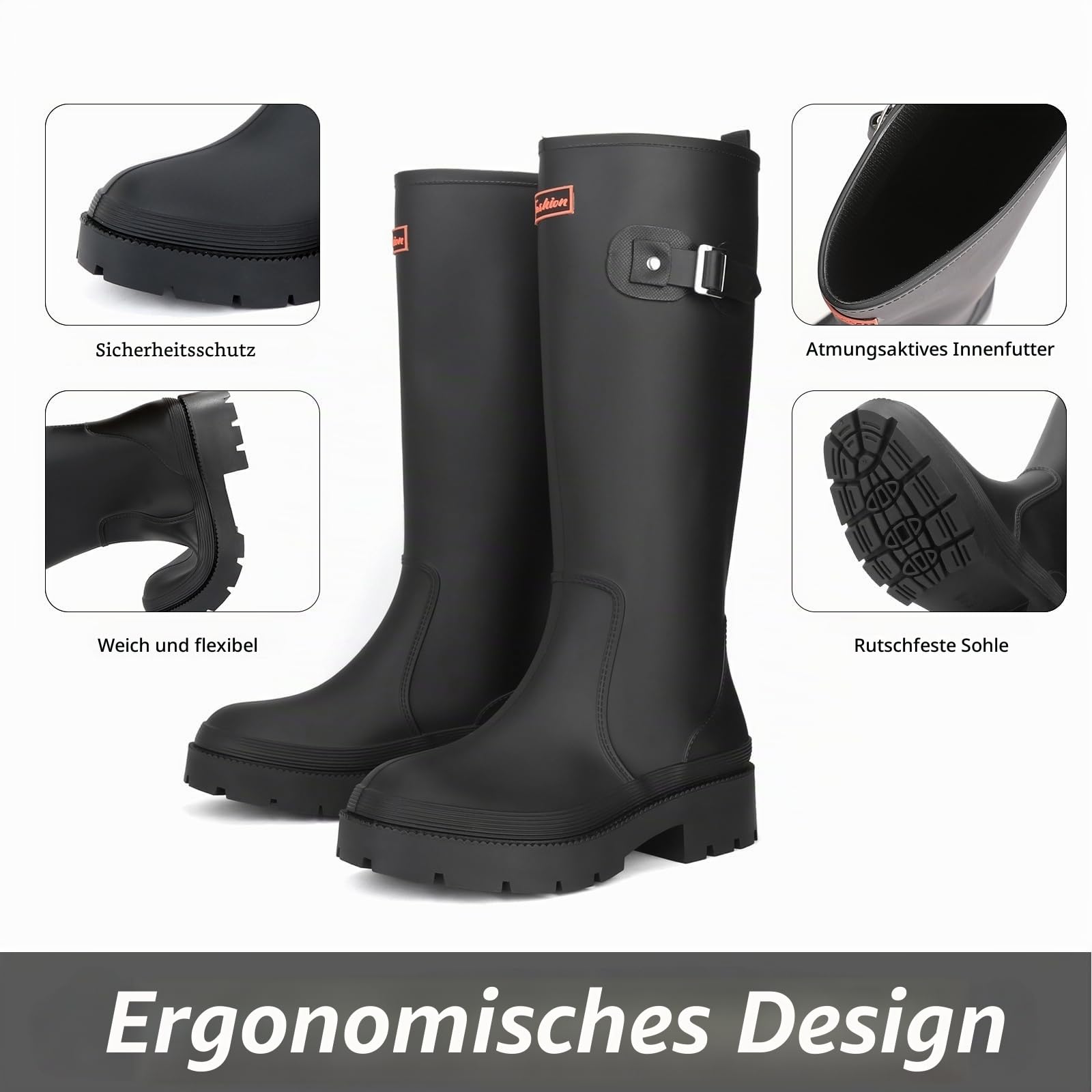 Gummistiefel Damen Knöchelhohe Stiefel Wasserdichte Gummistiefel für Gartenarbeit & Outdoor Leichte & Bequeme Damen Gummistiefel für Spaziergänge, Angeln & Mehr