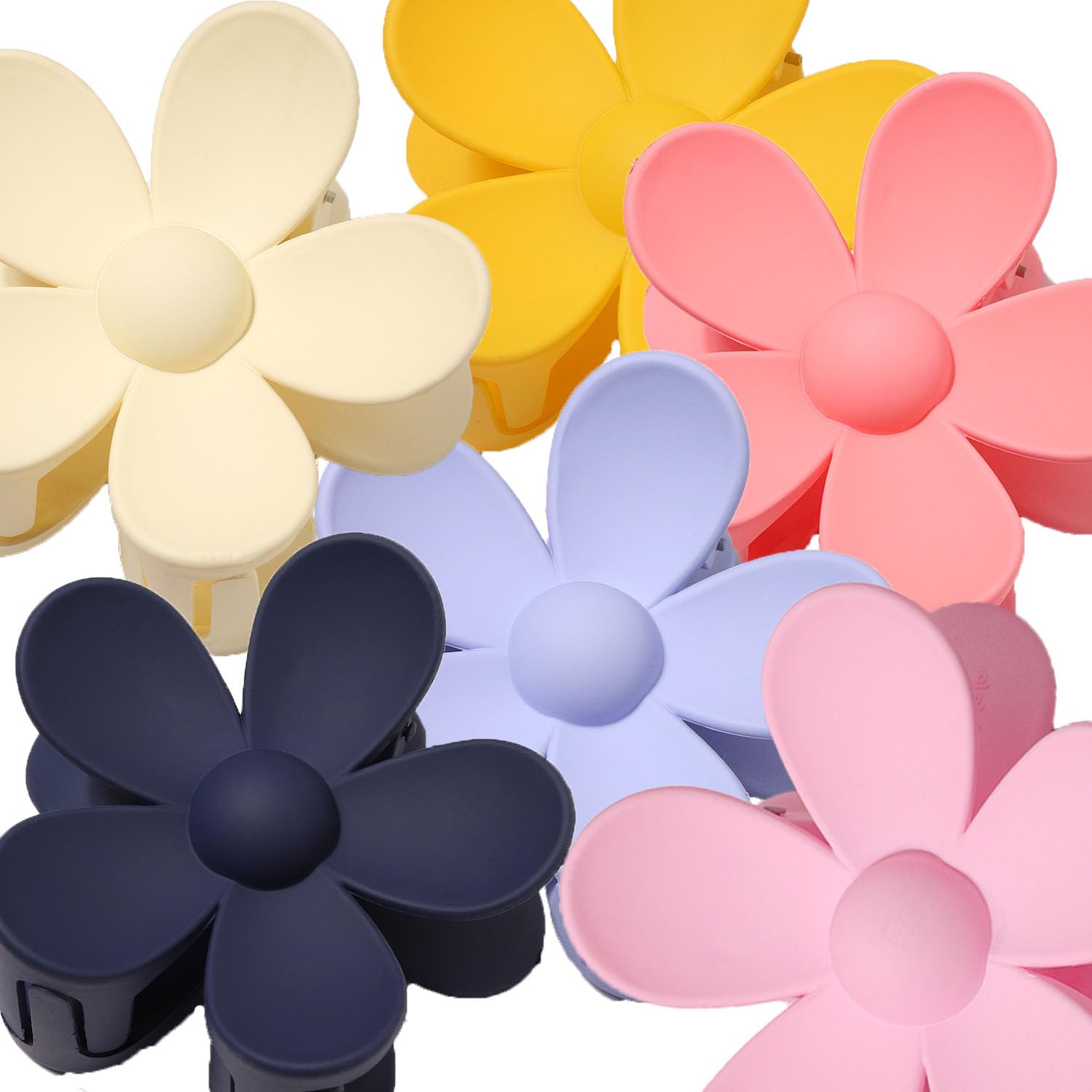 YOUNLEN clip de pelo de flores mate antideslizante,6 Pinzas Pinzas para el Pelo con Flores Mate,Pinzas pelo antideslizantes, Pelo Grueso Pinza Pelo Grande,accesorios el cabello regalo niña(6 colores)