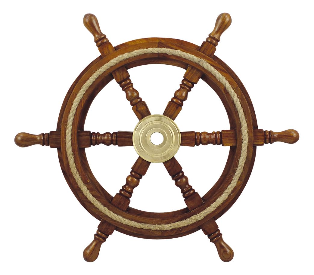 Steuerrad Holz mit Messingnabe, Ø: ca.45cm
