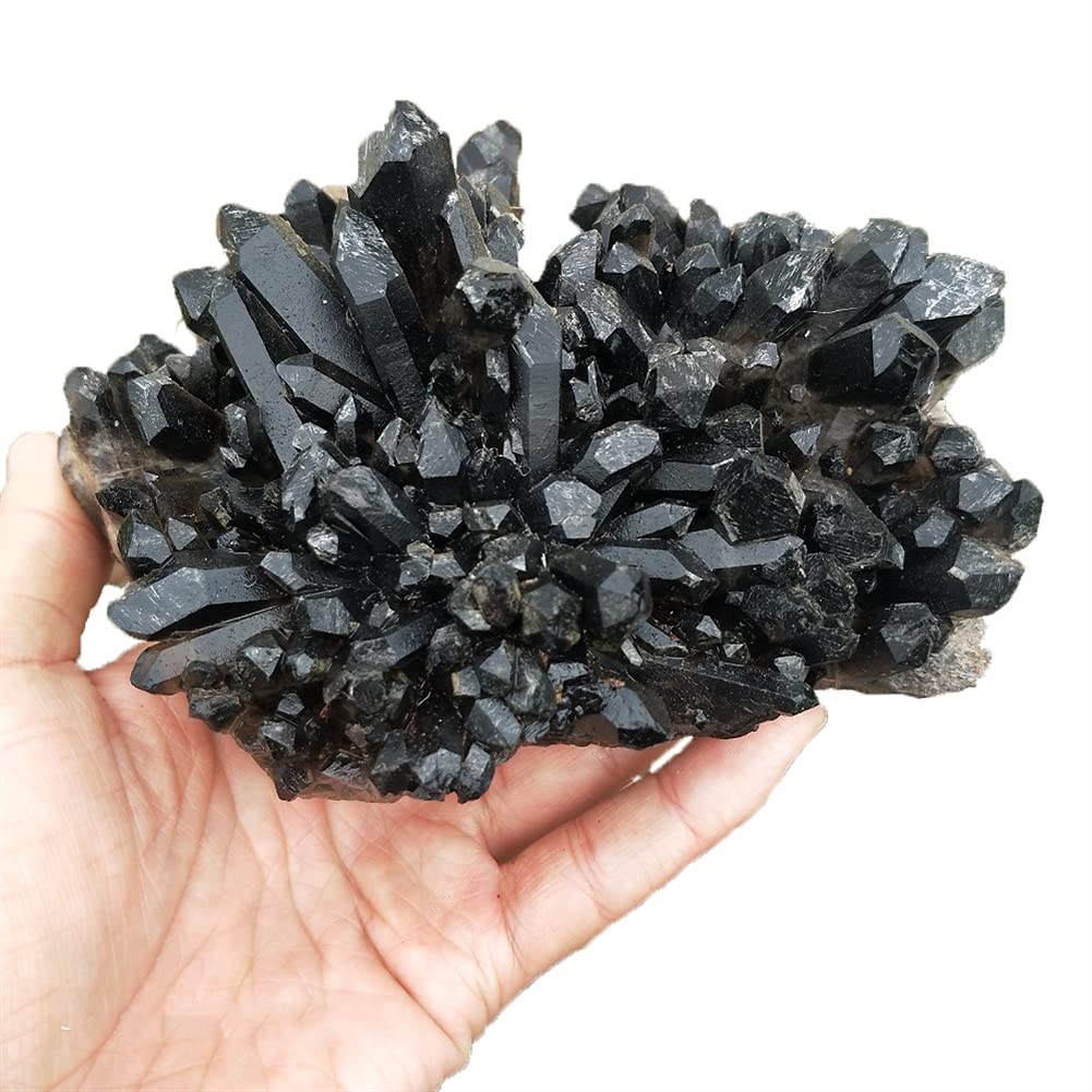 Spécimen Minéral : Grappe De Cristal De Quartz Noir Naturel - 17,7 Livres (rare)