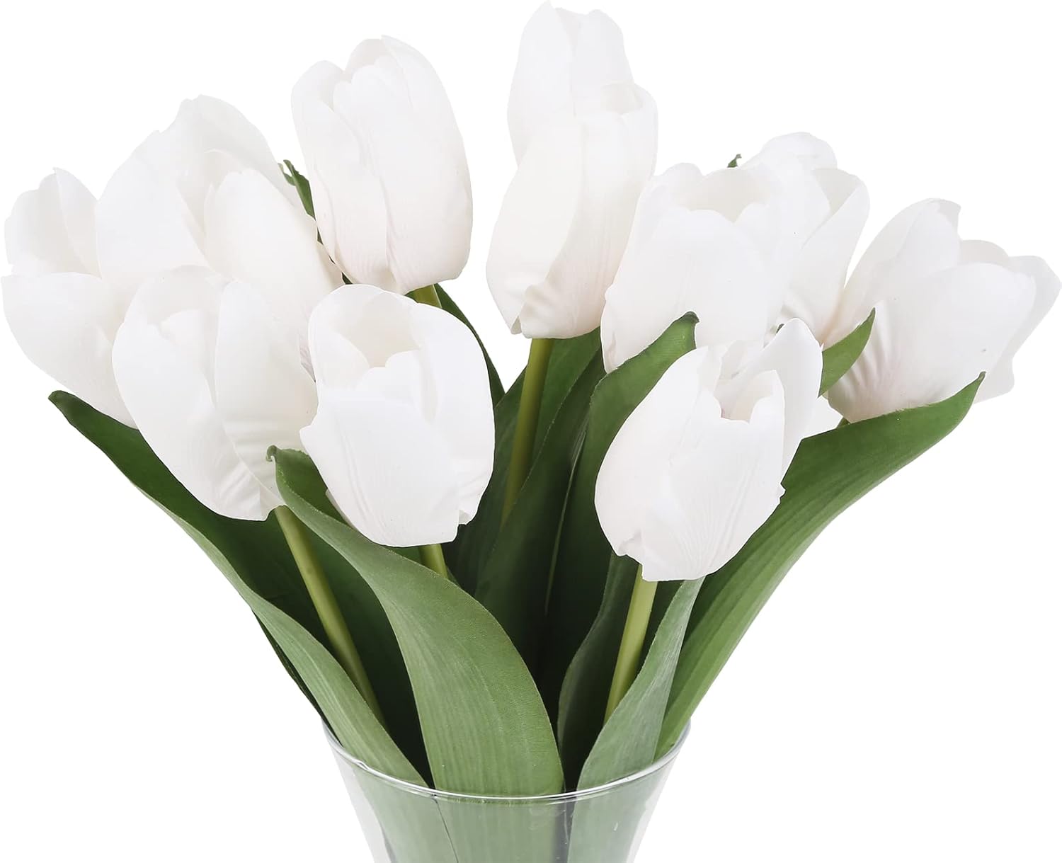 IPOPU 12PCS Real Touch White Tulips Artificial Flowers for