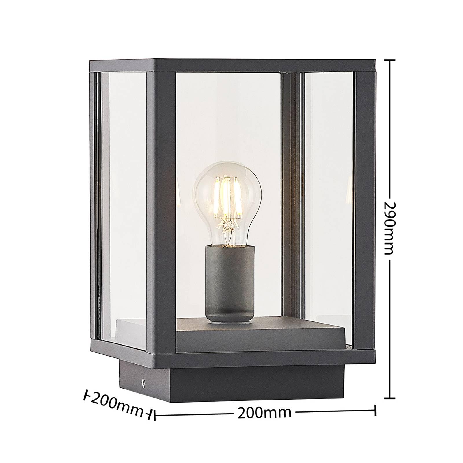 Lindby baliza de jardín en antracita, luz camino exterior | lámpara de jardín ip44 protección contra salpicaduras, e27, h: 29 cm, moderno, de vidrio para terraza