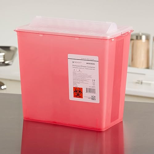 Miniatura 5 de McKesson Contenedor de prevención de objetos punzantes para uso doméstico, 2 galones, para residuos infecciosos de riesgo biológico, eliminación de
