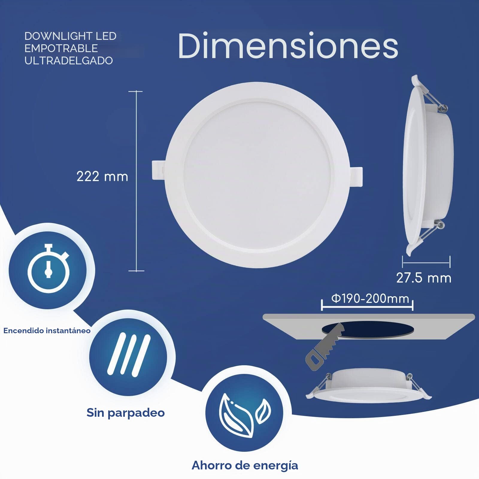 Aigostar 20W LED Einbaustrahler flach, 1700lm, Led Einbauleuchten slim deckenstrahler neutralweiß 4000K deckenspots, AC200-240V, Ф190-200mm
