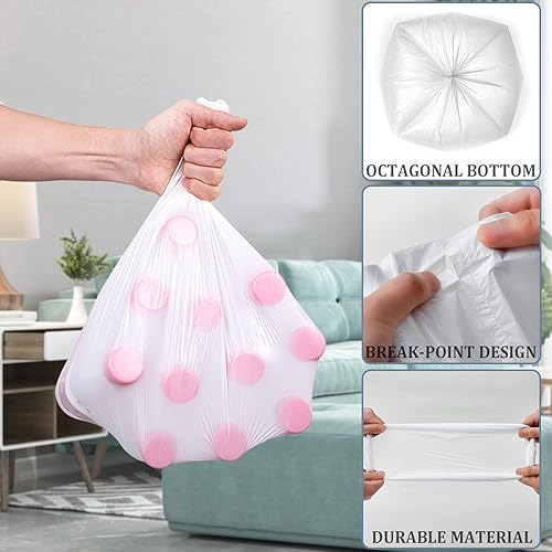 Miniatura 9 de Charmount Bolsas de basura pequeñas - 180 bolsas de basura de 4 galones para baño, cocina, oficina y dormitorio, bolsa de basura blanca sin perfume