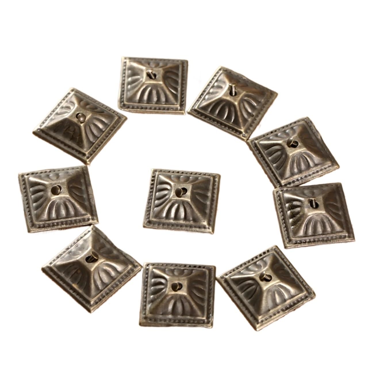 Qvorlth Brown Upholstery Tacks Vintage Square Upholstery Nails 100Pcs Antique Bronze Furniture Tacks 21Mm