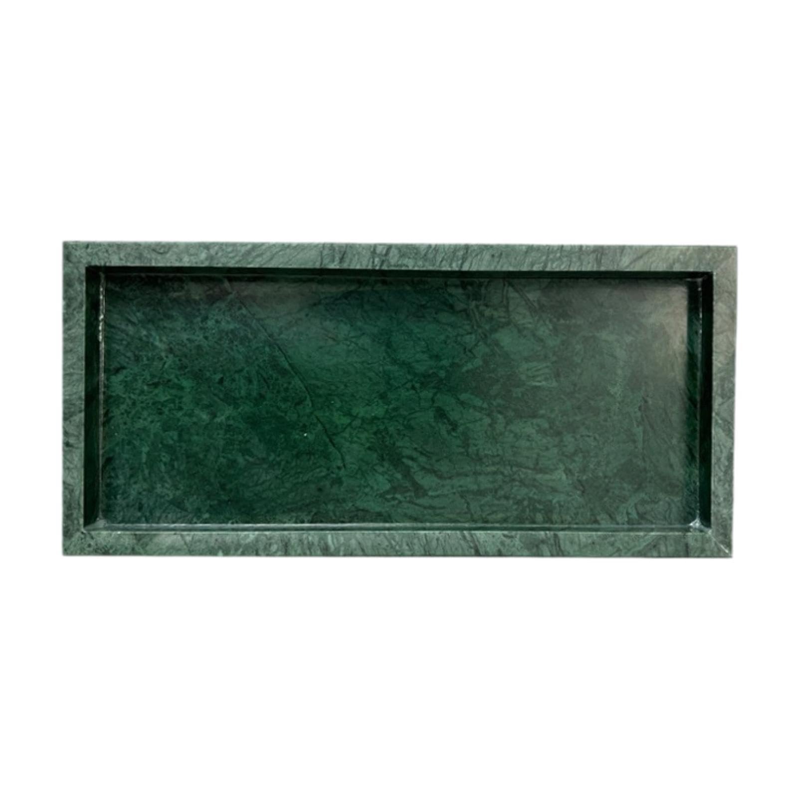 Bandeja de Mármol Elegante Rectangular Organizador Cosmético de Tocador Bandeja de Joyería de Piedra Bandeja Decorativa para Servir Adecuada para Baño, Verde, Individual