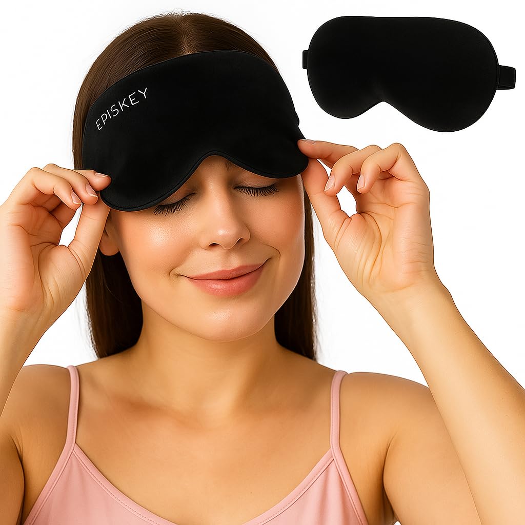 EPISKEY Adjustable Ultra Soft Primium Velvet Sleep Eye Mask for Women & Men | Light Blocking Sleep Eye Mask, Comfortable & Soft, Night Eye Mask for Travel | 100% Blackout (BLACKVLVT)