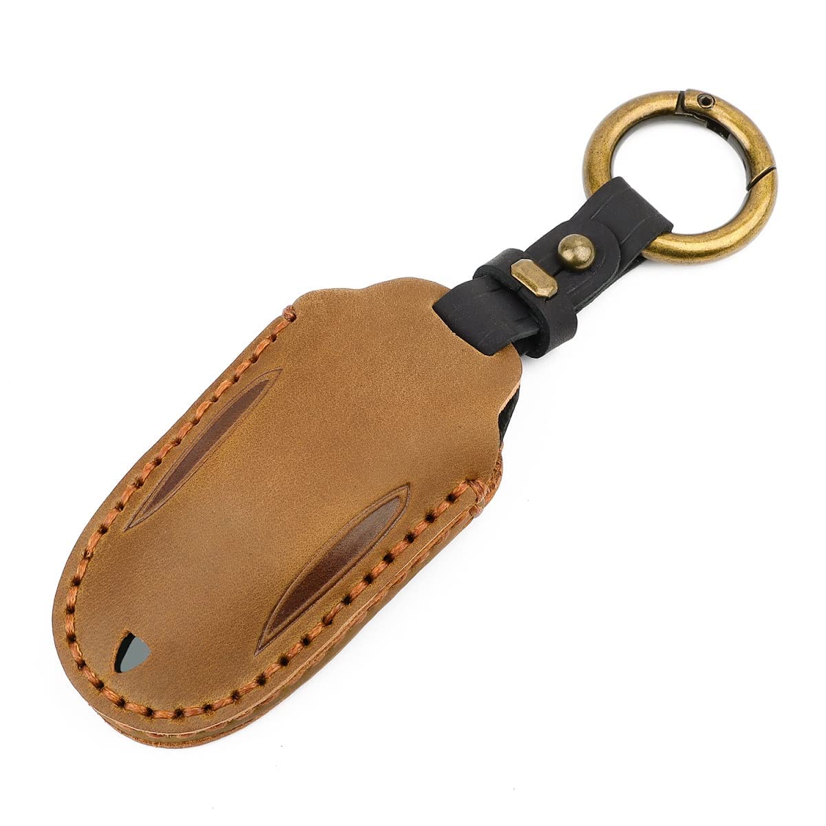 ISDORELeather Key Fob Case for Tesla Models S, Model 3, and Model Y-Lightweight Key Fob Protector-Allow Remote Signal, Brown, Medium