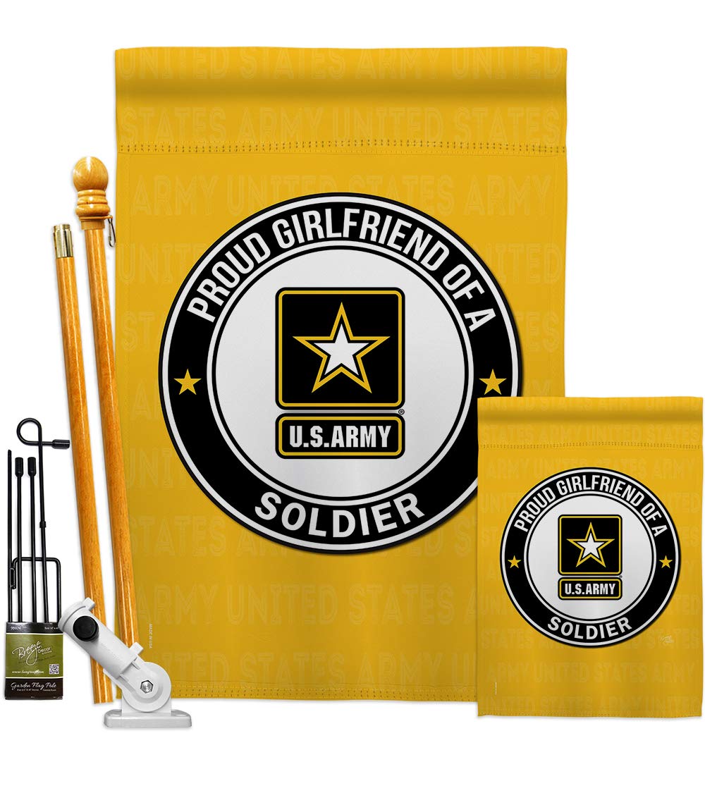 Proud Girlfriend Soldier Garden House Flags Kit Armed Forces Army Rangers United State American Military Veteran Retire Official Small Decorative Gift Yard Banner Double-Sided Made In USA 28 X 40