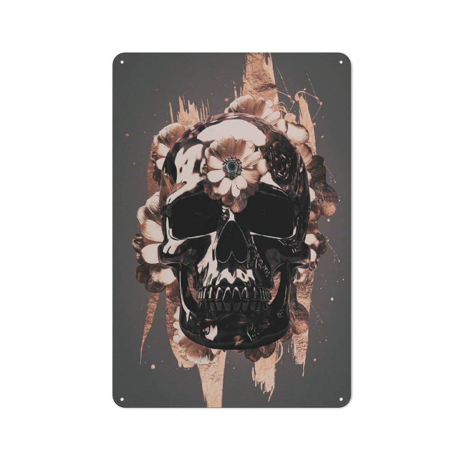 Metal Sign 30x20cm with Skull for Garage Wall, Vintage Decor, Winter Wall Decor for People Furnishing A Garage