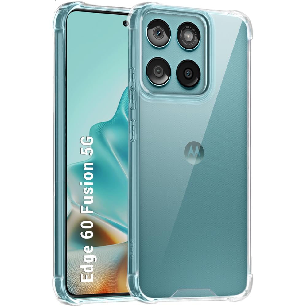 TheGiftKart Shockproof Crystal Clear Back Cover Case for Motorola Moto Edge 60 Fusion 5G / Moto Edge 60 5G | 360° Protection | Hard Clear Back Cover Case (PC & TPU, Transparent)