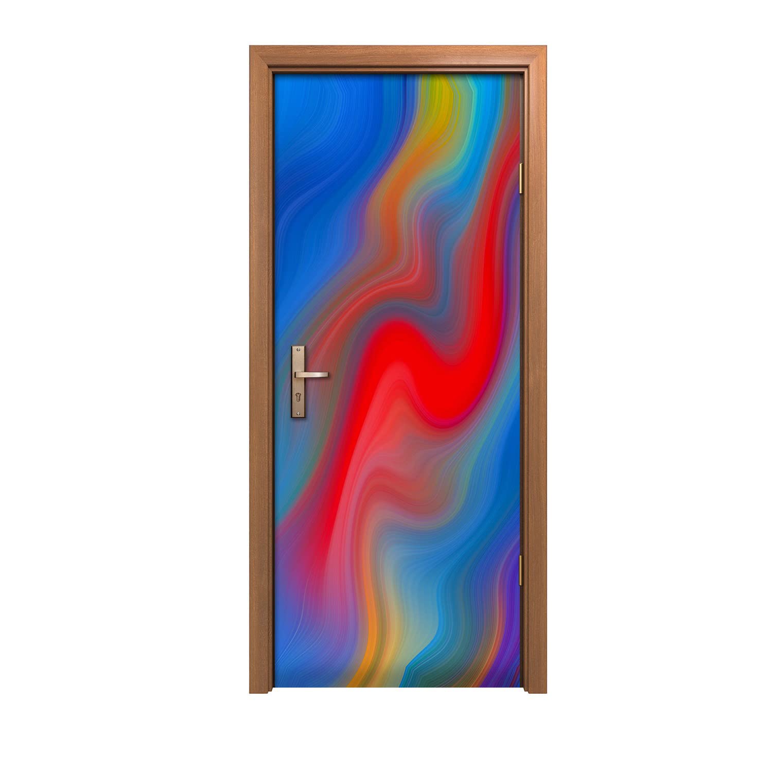 Autocollant de porte 90x200cm au design d'illusion colorée tridimensionnelle unique