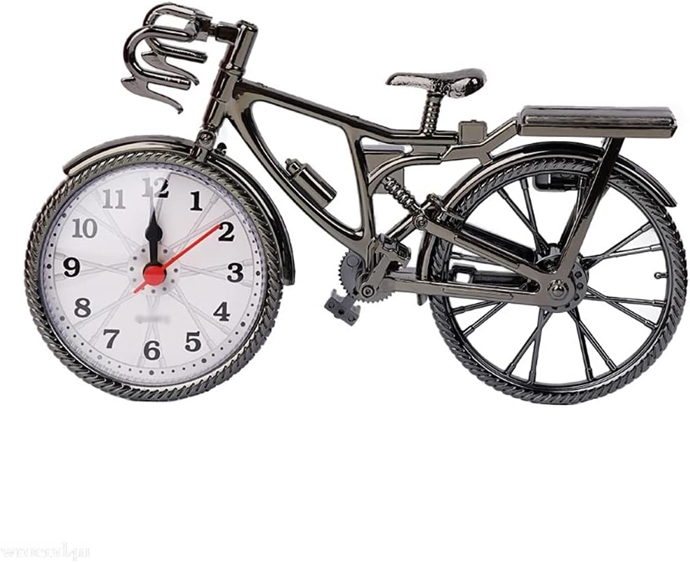 FMURY Home Decor Retro Bicycle Alarm Clock Numeral Bicycle Shape Alarm Clock Table Clock Cool Alarm Works of Art