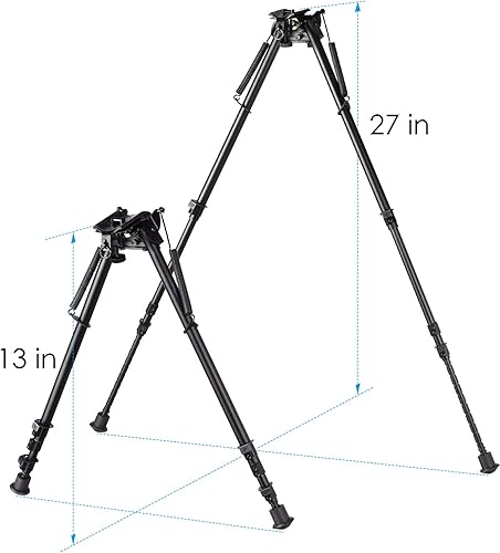 Miniatura 7 de Inclinación de pivote de bípode táctico de 13 a 27 pulgadas con palanca giratoria de bloqueo de cápsulas para disparos de largo alcance
