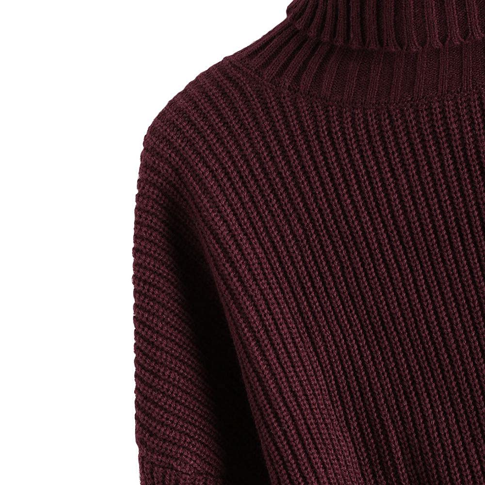 ZAFUL Women's Crew Neck Long Sleeve Pullover Crop Sweater Mock Neck Lantern Sleeve Ribbed Knit Cropped Sweater