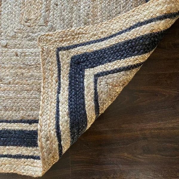 Jute (Natural and Dyed Jute) Handmade Braided Rugs | Natural & Black Jute Area Rug | 6x9 Ft (12x18 ft)