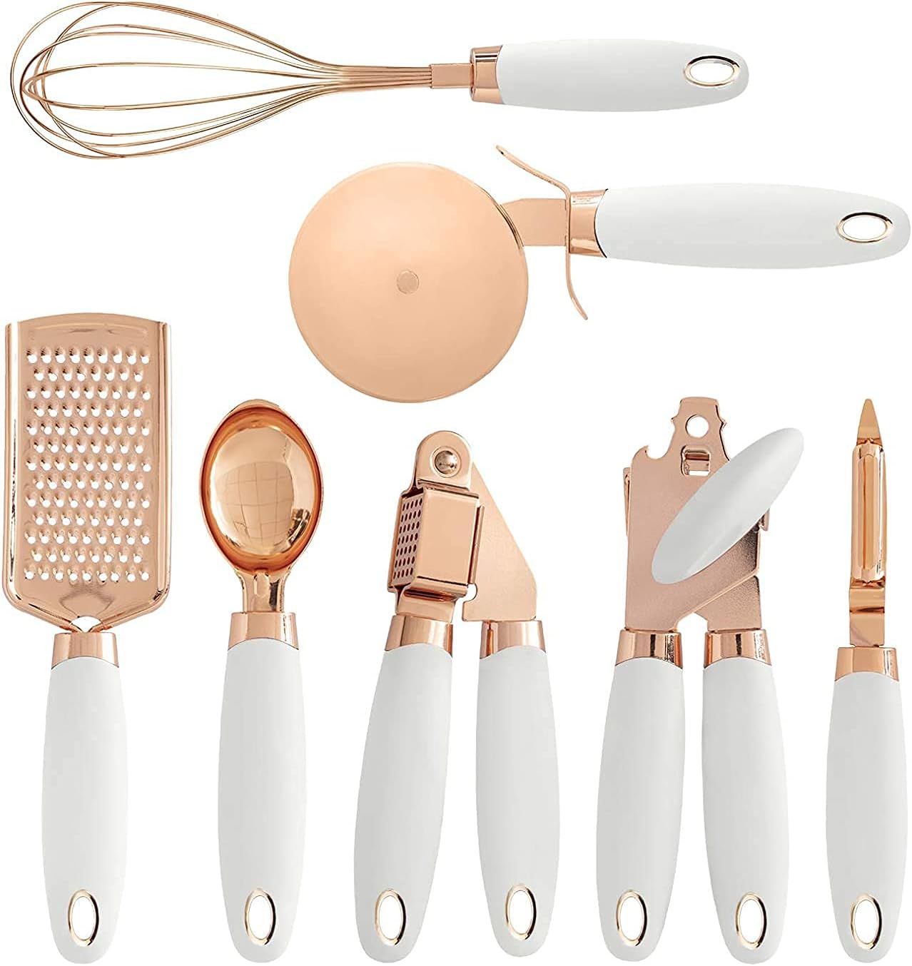 GOLDEN HOME 7Pcs Kitchen Gadget Set With Copper Plated -White