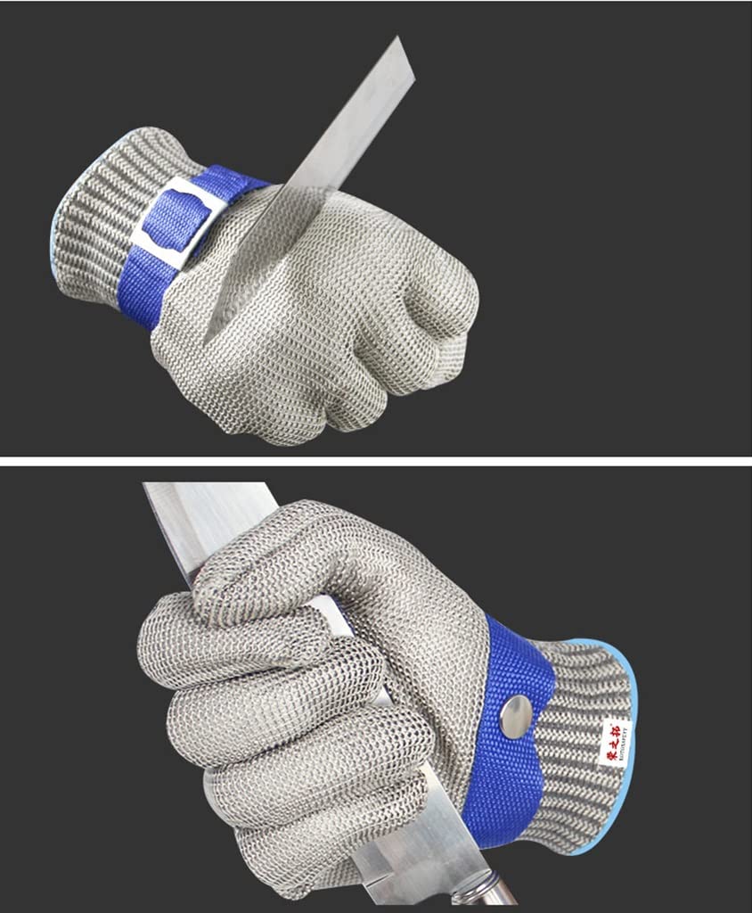 WXYZ 316 Guantes Resistentes al Corte de Alambre de Acero, Guantes de Trabajo de Seguridad Ajustables de Pulsera, protección de Nivel 5 (Size : 2pcs/XL)