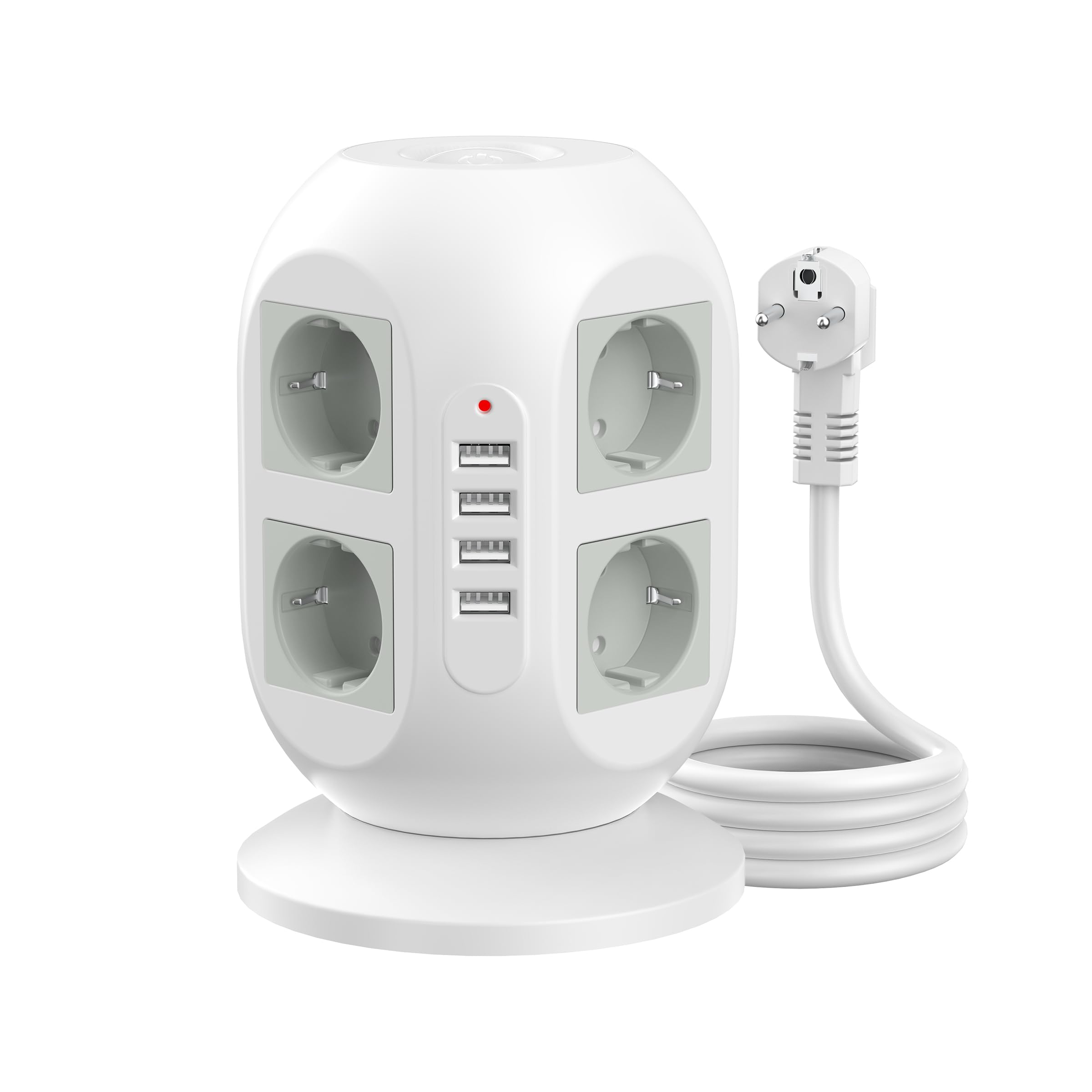 colstar Steckdosenleiste 8-Fach mit 4 USB, Überspannungsschutz, 2m Kabel, Schalter, Mehrfachsteckdose für Büro & Homeoffice
