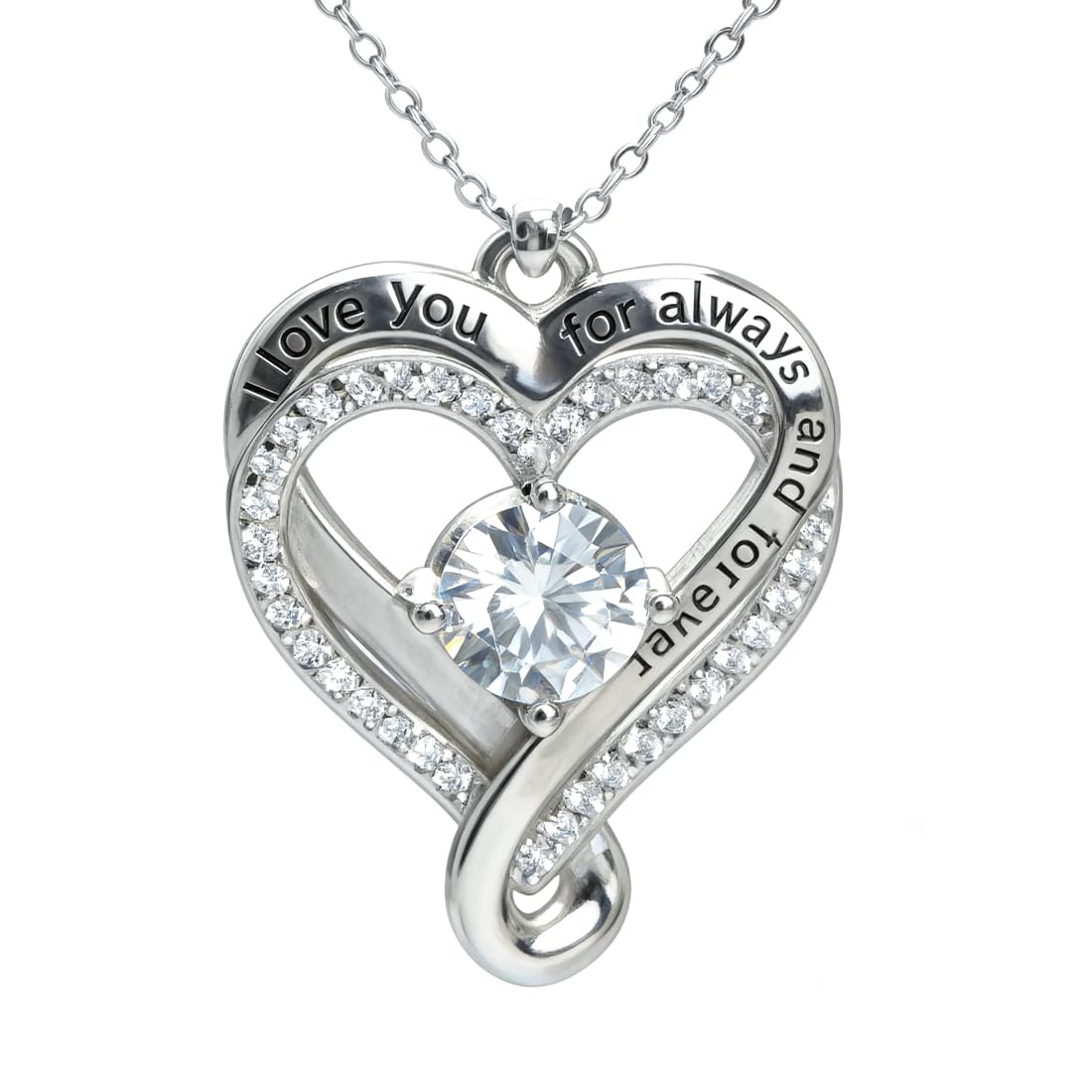 2CT Moissanite Necklaces for Women, 925 Sterling Silver Round 8.0MM D-Grand VVS1 14k White Gold Plated Pendant with GRA Certified for Women Christmas