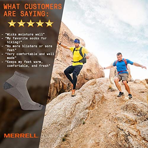 image for Merrell Men's 3 Pack Cushioned Performance Hiker Socks (Low/Quarter/Cr