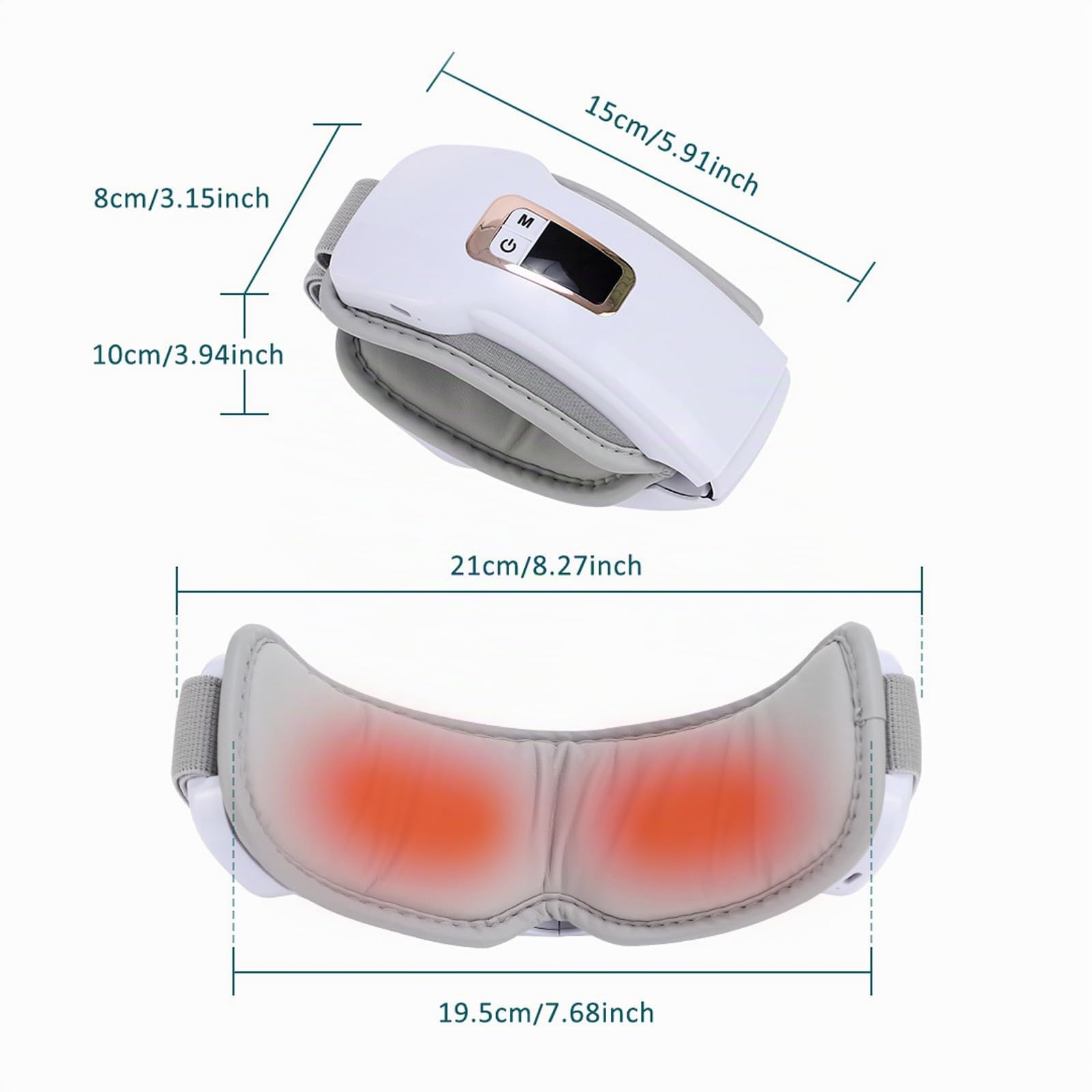 Masajeador de ojos 4 en 1 con calor y Bluetooth, antifaz eléctrico - 5 modos, 3 niveles de temperatura y masaje de presión de aire - Batería de 1200 mAh para viajes y oficina - Contra la fatiga ocular