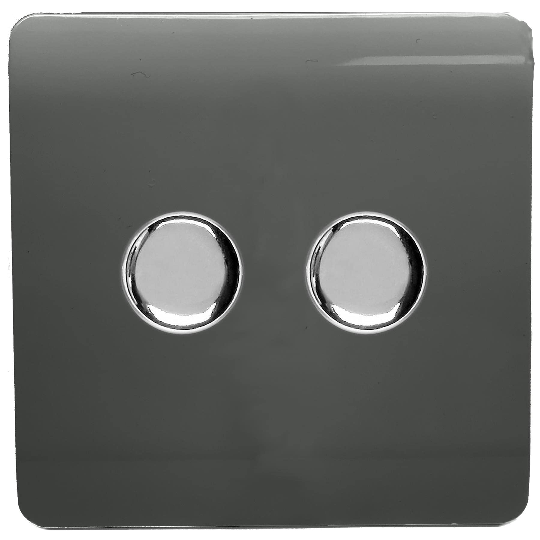 Trendi Switch Charcoal Trendi Artistic Modern Glossy Tactile 2 Gang 2 Way 120W Led Dimmer Switch